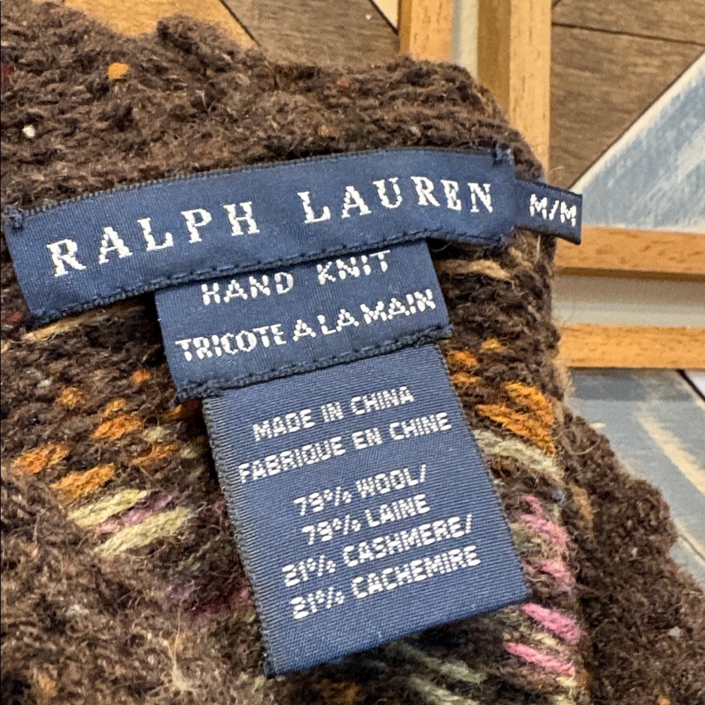 Vintage Ralph Lauren Blue Label Brown Fair Isle Hand Knit Sleeveless Sweater M - Picture 10 of 13